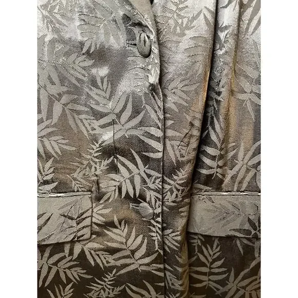 H&M Trend Khaki Green Silky Palm Leaf Print Kimono Long Jacket Sz M - Picture 5 of 10